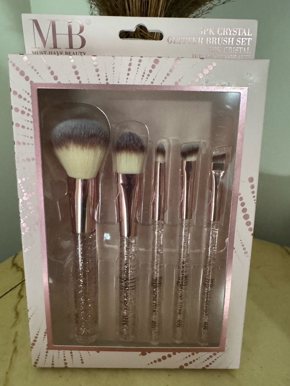 MB Must.Have Beauty 5pc Crystal Glitter Makeup Brush Set - Pink Silver